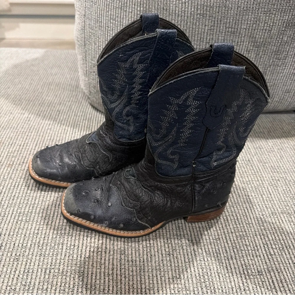 Caballo Dorado Imitation Ostrich Cowboy Western Boots Made in Mexico Size 2